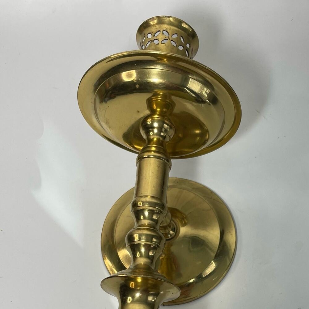 Vintage Brass Candlestick Single Wall Sconce Candleholder Made In India